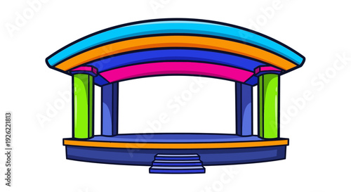 Colorful Pavilion Structure With Columns.