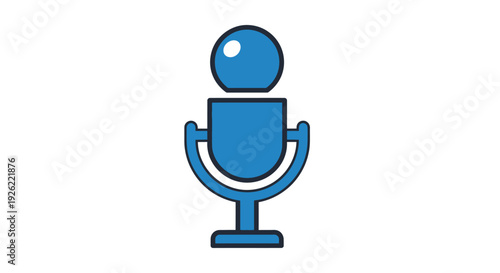 Blue microphone icon on white background.