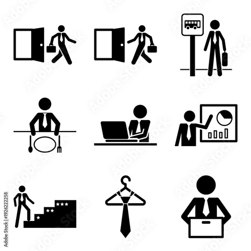 Salaryman / office worker generic character icon set