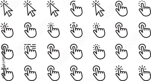Collection of hand drawn pointing fingers in various directions isolated on transparent background