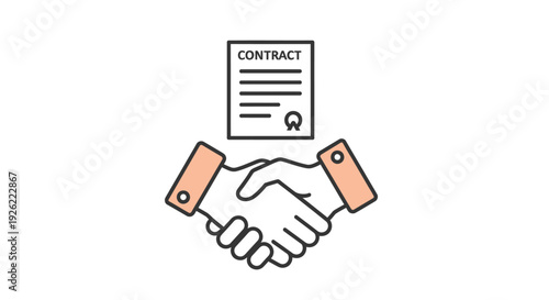 Handshake and Contract Agreement Illustration for Business Partnership Deal