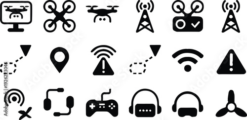 drone symbol set navigation gps map location warning alert tower