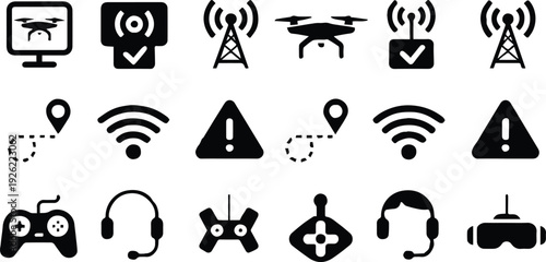 drone icons controller fpv headset joystick telemetry ui elements