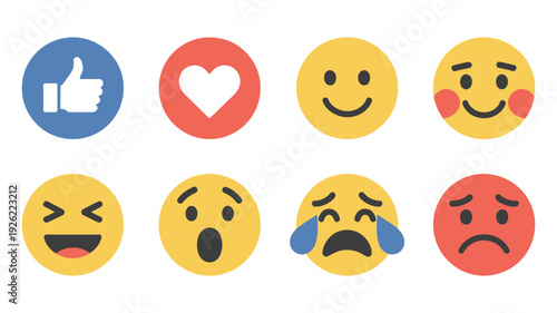 Vector Emoji Set with Different Reactions for Social Network