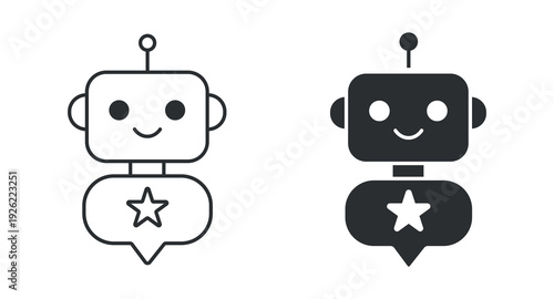 Chatbot rating icon set, AI assistant feedback symbol, robot review sign, customer support vector illustration