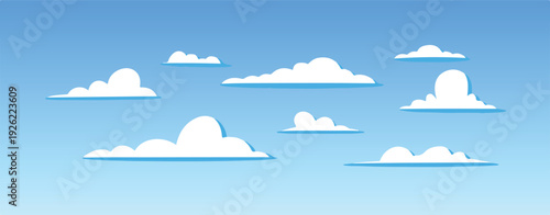 cloud collection of nine flat cloud illustrations for children book