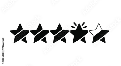 Four and a half stars rating, with one star glowing and slightly sparkling, representing excellent feedback and satisfaction.