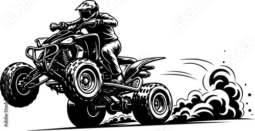 Off-Road ATV Rider Action Vector Art