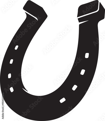 Black horseshoe silhouette vector icon illustration with holes for lucky charms line art