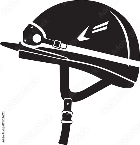 Jockey helmet vector silhouette illustration. equestrian sport protective gear line art