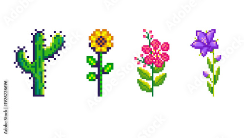 Pixel Art Sunflowers and Spring Flowers Collection