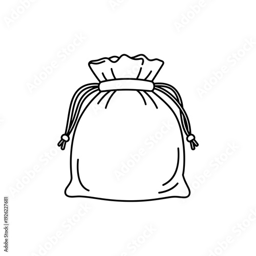 Cotton travel pouch with drawstring closure, isolated on a white background, showcasing simple and minimalist design