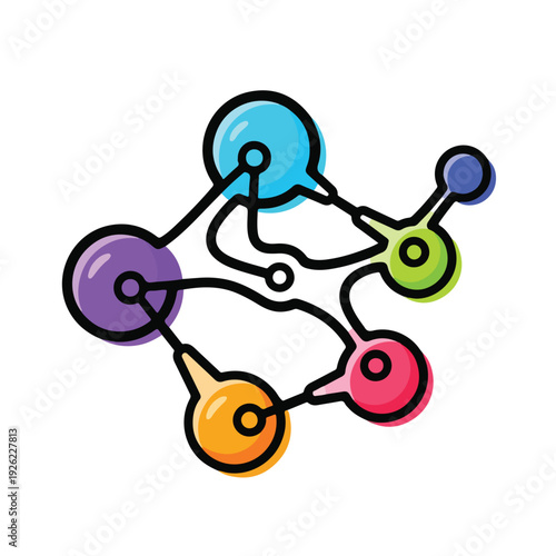 A colorful molecular structure with interconnected nodes and bonds (2)