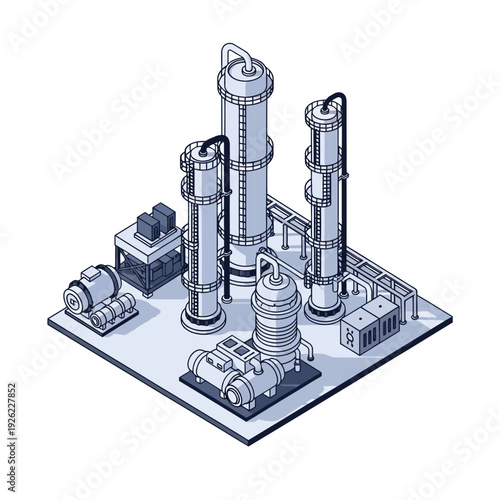 Industrial Equipment 3D Model Illustration.