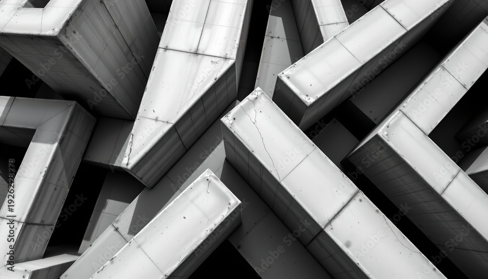 Obraz premium Modern Concrete Architecture with Dramatic Light and Shadow