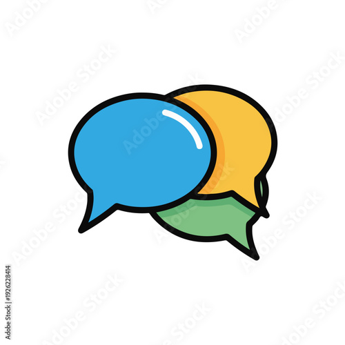 A colorful illustration of two overlapping speech bubbles