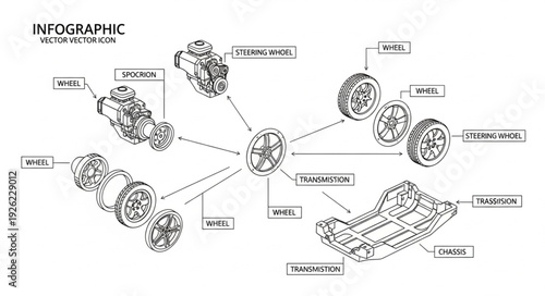 Detailed Infographic of Mechanical Parts Diagram.