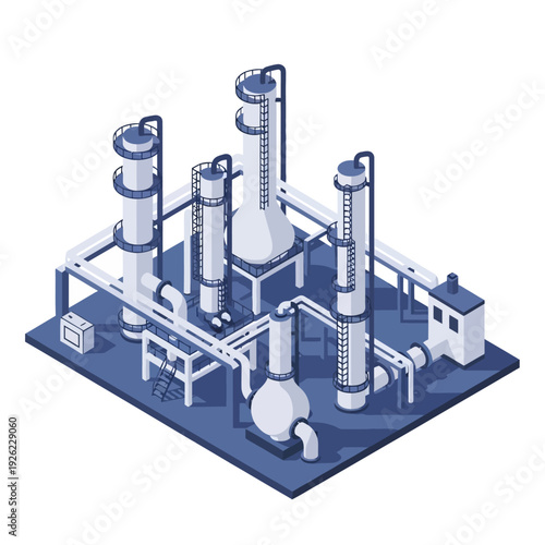 Isometric Industrial Factory Equipment and Machinery.