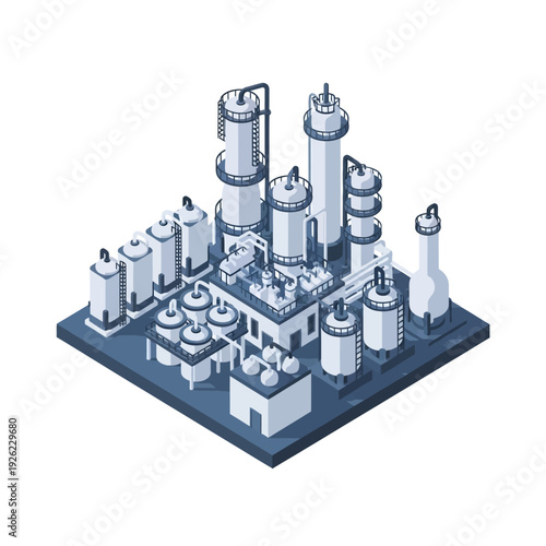 Industrial Factory 3D Model Illustration.