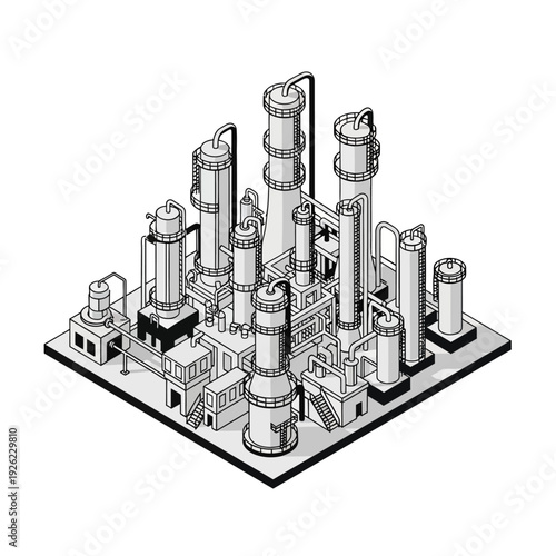 Industrial Factory Complex Isometric Illustration.