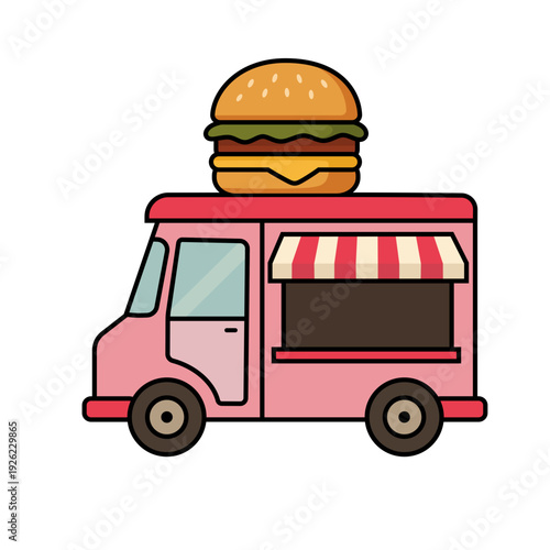 illustration of a burger food truck
