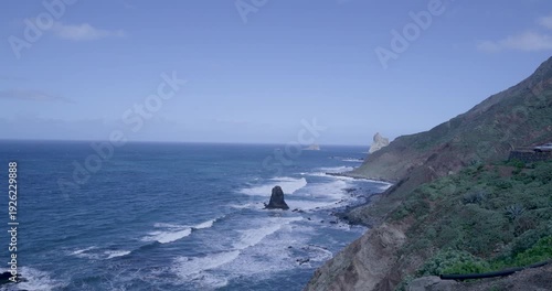 Atlantic Waves on Dramatic Rocky Cliffs, Tenerife Spain