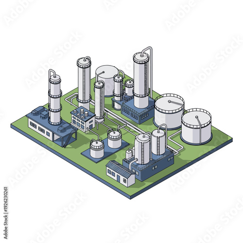 Industrial Plant Facility with Storage Tanks.