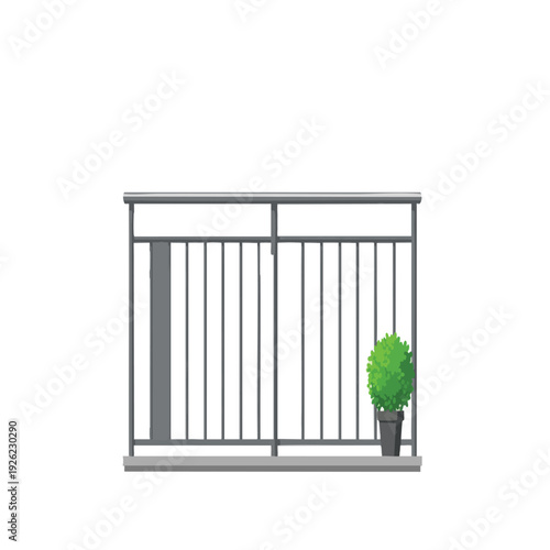 Modern Balcony with Green Plant for Urban Outdoor Space