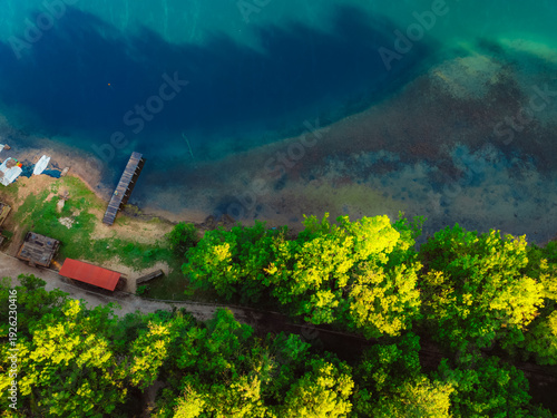 Wallpaper Mural Canoeing and sup standup paddleboarding at  mountains Ziros lake in Preveza Greece at sunrise. Torontodigital.ca
