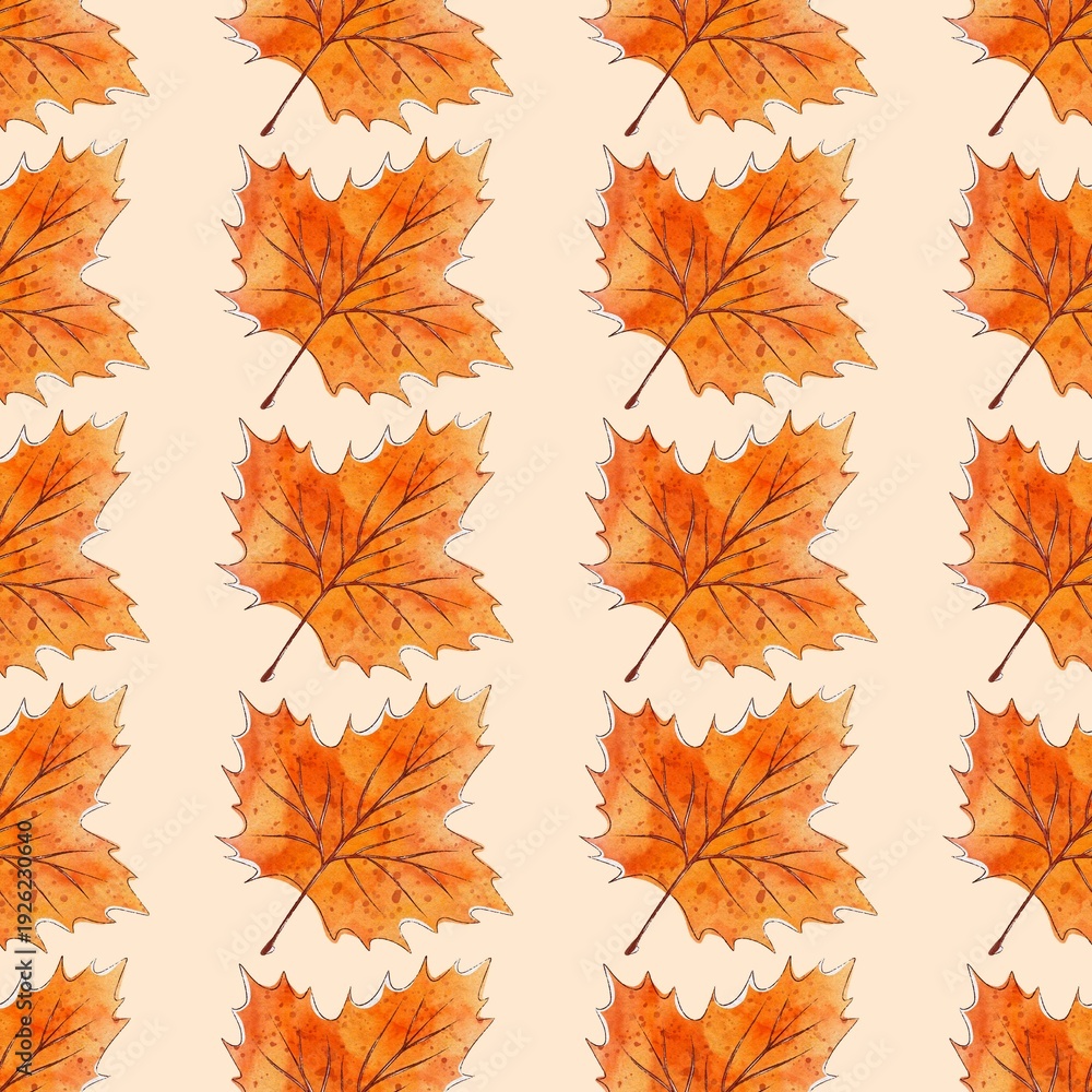 Fototapeta premium Maple Leaf Tropical Seamless Pattern