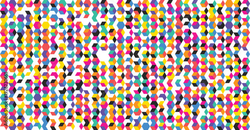 Vibrant multicolored pixelated pattern on white background