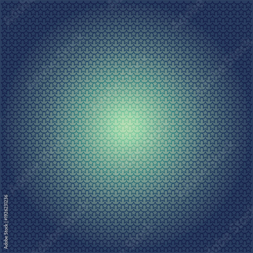 Glowing green light on blue pixelated background