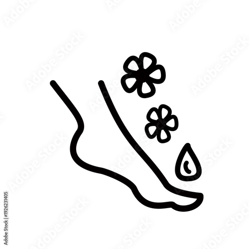 Feet massage aroma oil icon. Aromatherapy, foot spa vector icon. Vector graphic, not Artificial Intelligence, logo illustration. Replaceable vector design.
