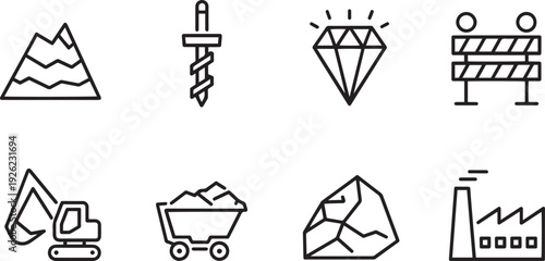 Set of various linear icons and symbols for different everyday objects and actions