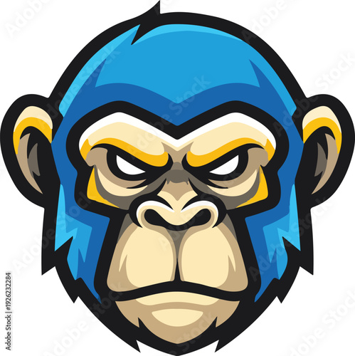 Angry Cartoon Gorilla Face Illustration Design.