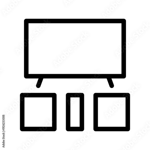 Modern TV Stand icon set for living room furniture, home entertainment, and interior design