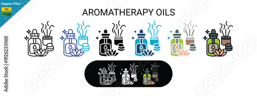 aromatherapy oils, multi syle icon, vector.
