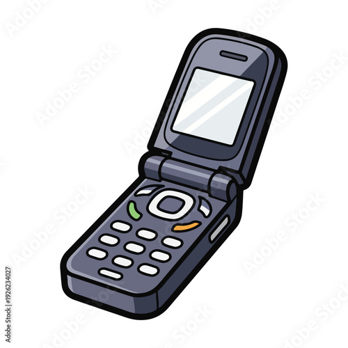 A flip phone with a keypad and screen