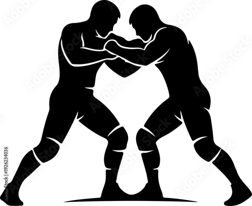 Wrestling match silhouette vector illustration
