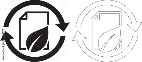 Recycle Symbol with Leaf and Document Icon