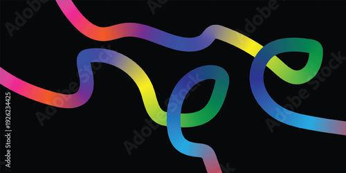 Vibrant rainbow colored squiggles on black background