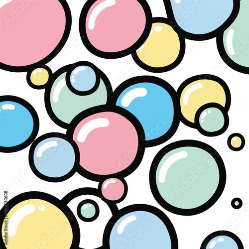 Colorful cartoon bubbles on white background