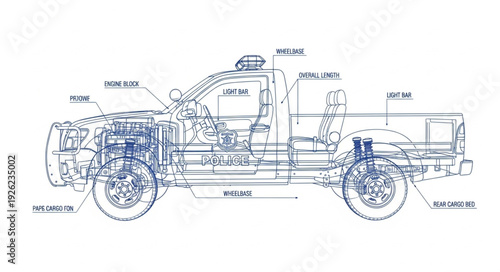 Detailed Technical Drawing of Truck.
