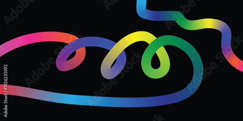 Vibrant rainbow colored swirl on black background