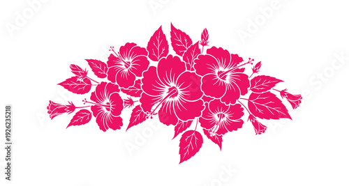 Vector illustrations of Hibiscus Flowers, devoid of white outlines, allowing for effortless color modification or integration into any background.