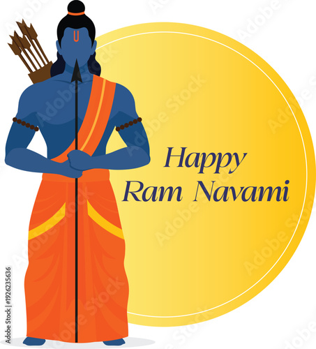 Hindu God Ram with Bow and Arrow Festive Artwork