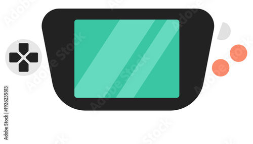 Flat Design Portable Game Console Icon with Buttons Illustration