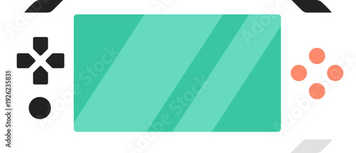 Simple Flat Style Handheld Game Console Illustration on Isolated White Background