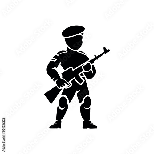 Soldier silhouette holding rifle in combat stance