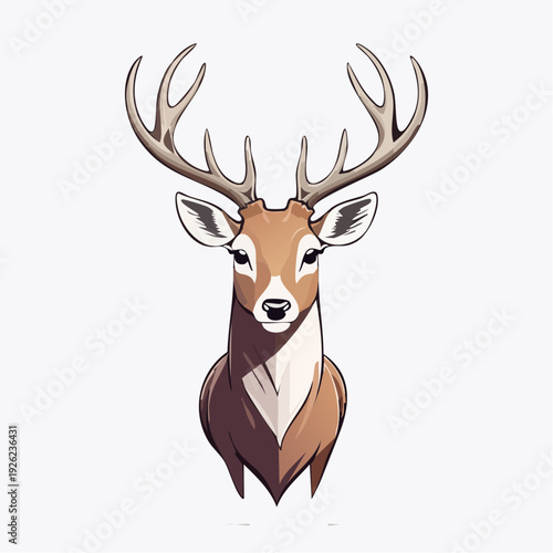 Elegant and Majestic Deer Head Illustration with Impressive Antlers, Perfect for Wildlife and Nature-Inspired Designs